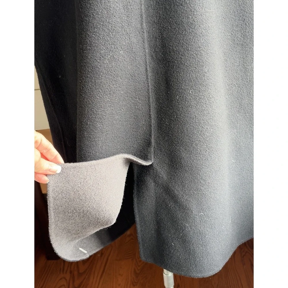 Eileen Fisher Woman 1X Black Boiled Wool Long Vest Snap Front Pockets Minimalist